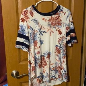 Cream color floral top size M